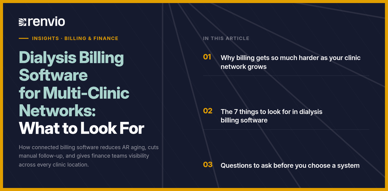 Dialysis billing software helps multi-clinic networks connect billing, EMR documentation, revenue cycle management, and clinic follow-up.