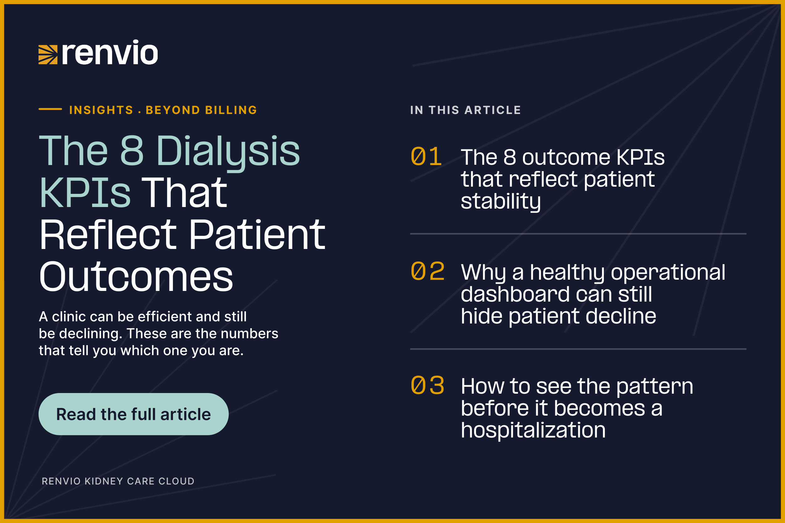 Renvio blog header for The 8 Dialysis KPIs That Reflect Patient Outcomes