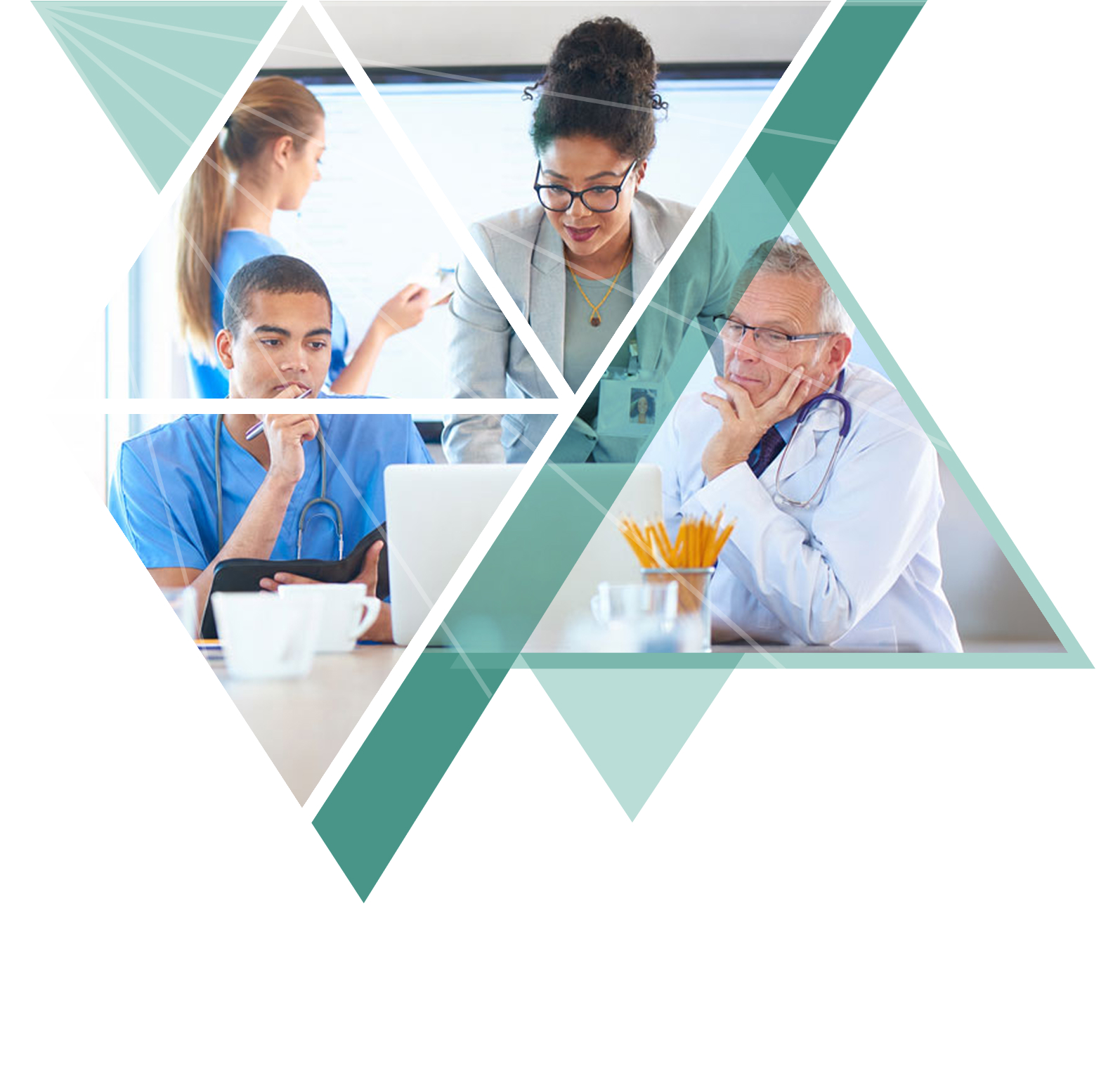Team of healthcare professionals reviewing billing management data and financial reports within a healthcare software system.